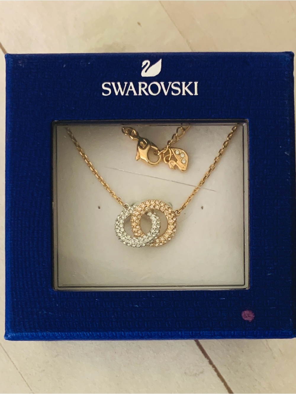 $159 Swarovski Dextera White and Rose Gold Tone Necklace 5414999